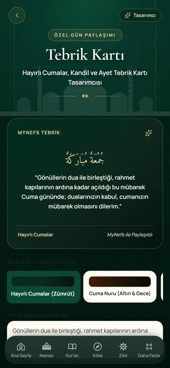 Tebrik Kartları ekranı