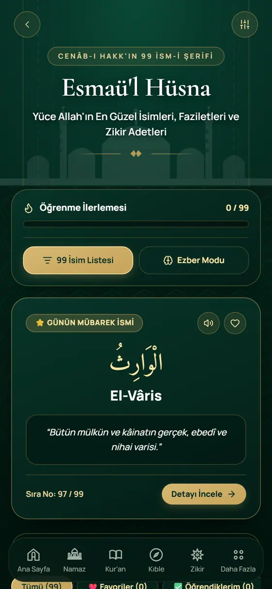 Esmaü'l Hüsna ekranı