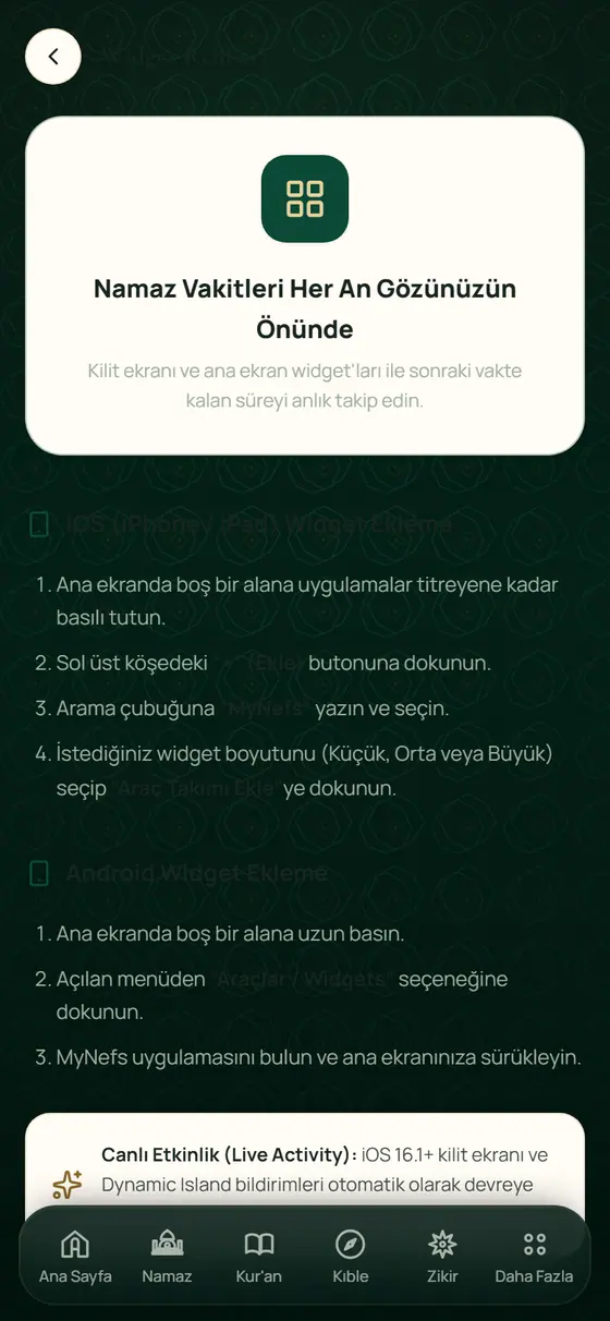 Widget'lar ekranı